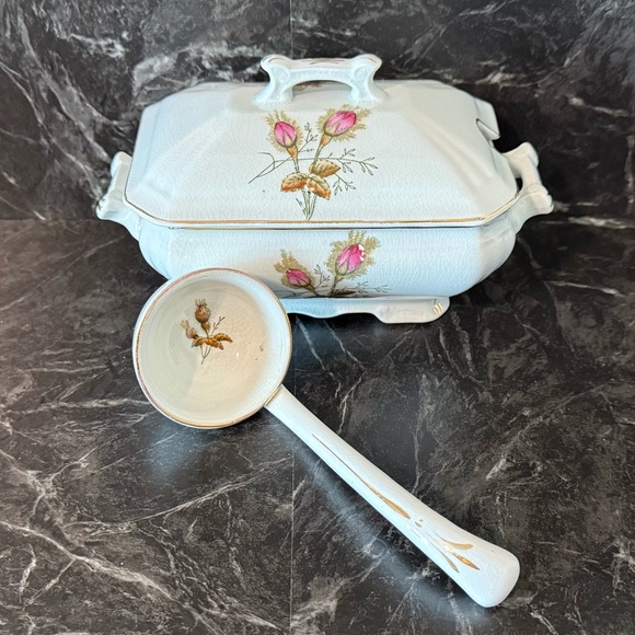 ROYAL IRONSTONE ALFRED MEAKING Serving Dish and Spoon - Picture 1 of 16
